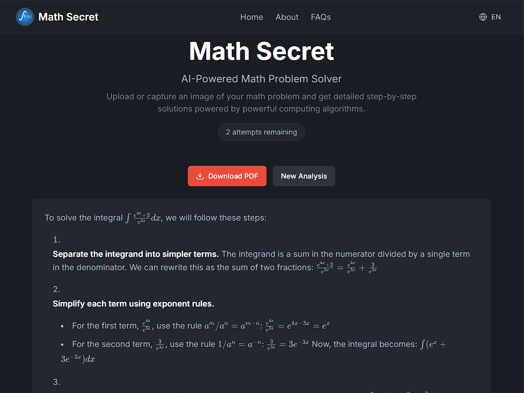 Math Secret - Analysis